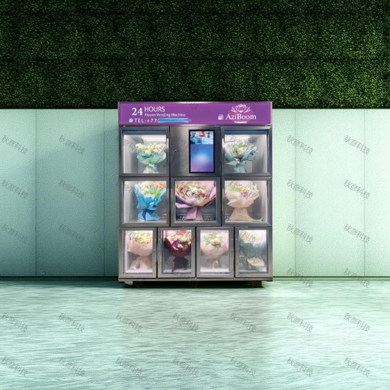 21.5 inchs touch screen fresh flower vending machine with cooling system Selling rose, Lily, Carnation etc