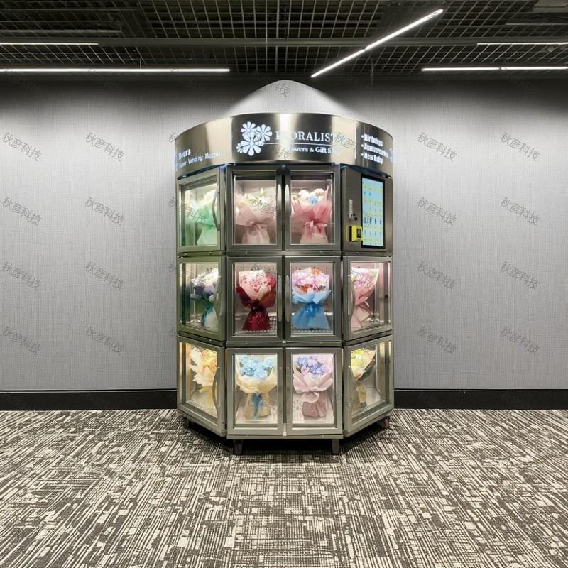 Florist flower vending machine with remotely management system automatically dispensing rose